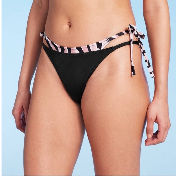 Shade & Shore Animal Print Ultra High Leg Cheeky Bikini Bottom Size M (8-10) New - Picture 2 of 6